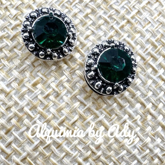 Alquimia Green and Silver Earrings - Picture 1 of 1